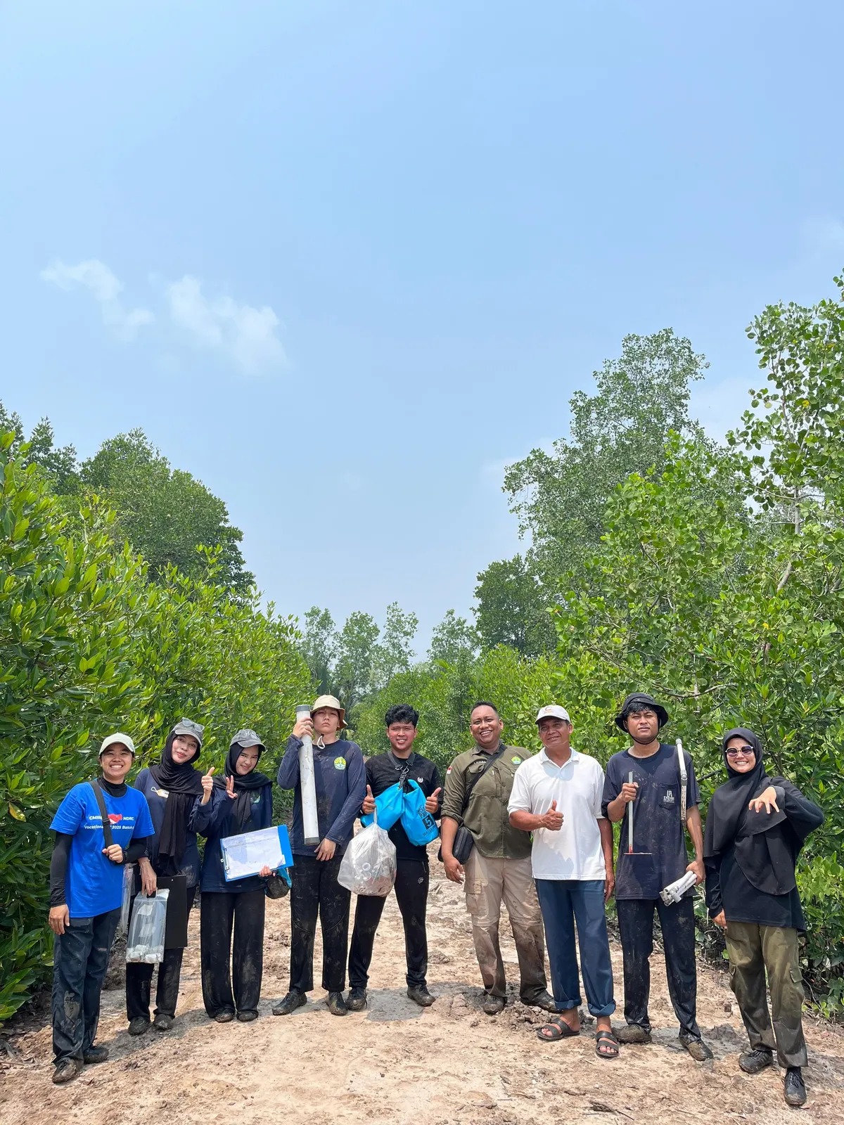 Field team group photo at a mangrove monitoring site